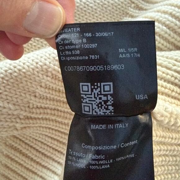 CALVIN KLEIN 205W39THNYC Men's Wool Cream and Red Crew - M - Picture 5 of 6